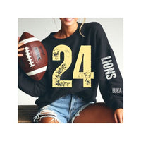 Custom Belle and Co Distressed Football Sweatshirt