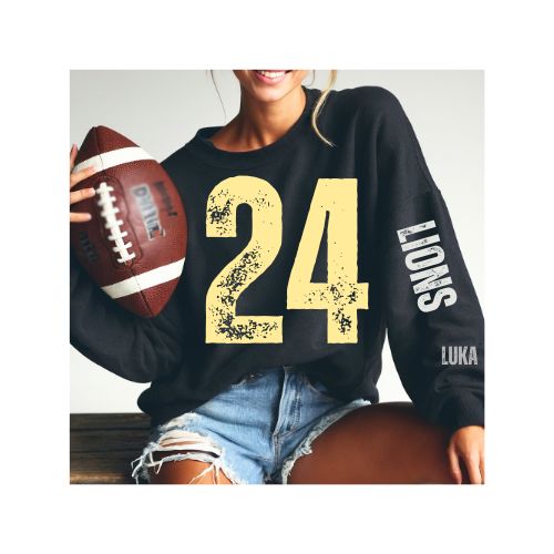 Custom Belle and Co Distressed Football Sweatshirt
