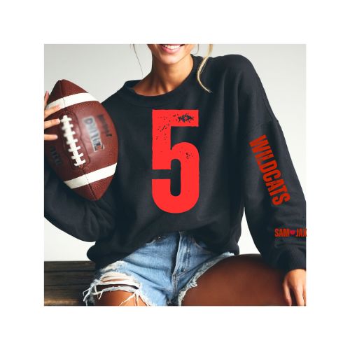 Custom Belle and Co Distressed Football Sweatshirt