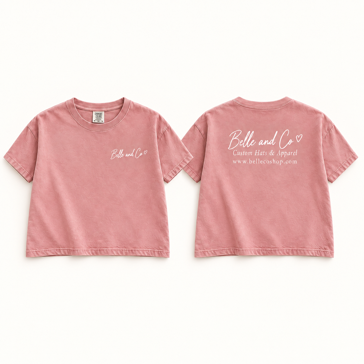 Belle and Co blush boxy T-shirt front and back