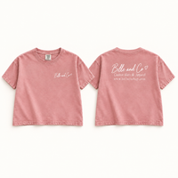Belle and Co blush boxy T-shirt front and back