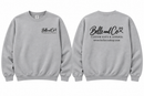 Belle and Co Signature Logo gray crewneck, front and back