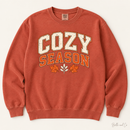 Cozy Season Comfort Colors Crewneck Sweatshirt in Terracotta — digital mockup