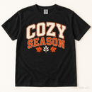 Cozy Season Comfort Colors T-Shirt in Black — digital mockup
