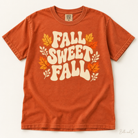 Fall Sweet Fall Comfort Colors T-Shirt in Burnt Orange — digital mockup