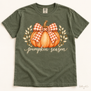 Pumpkin Season Comfort Colors T-Shirt in Moss — digital mockup