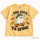Too Cute to Spook Youth Comfort Colors Halloween tee — digital mockup